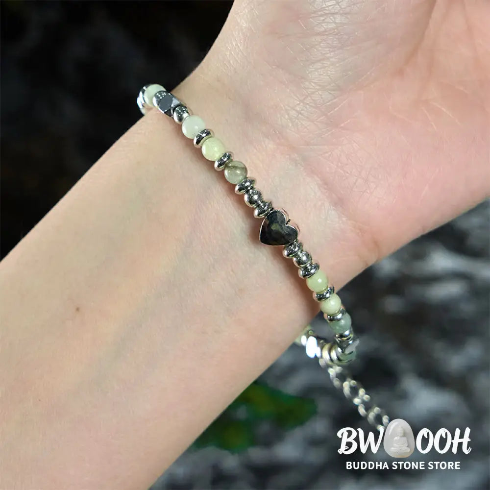 Buddha Stones Natural Stone Amazonite Amethyst Lazurite Rose Quartz Heart Positive Balance Bracelet - BWOOOH - Bracelet