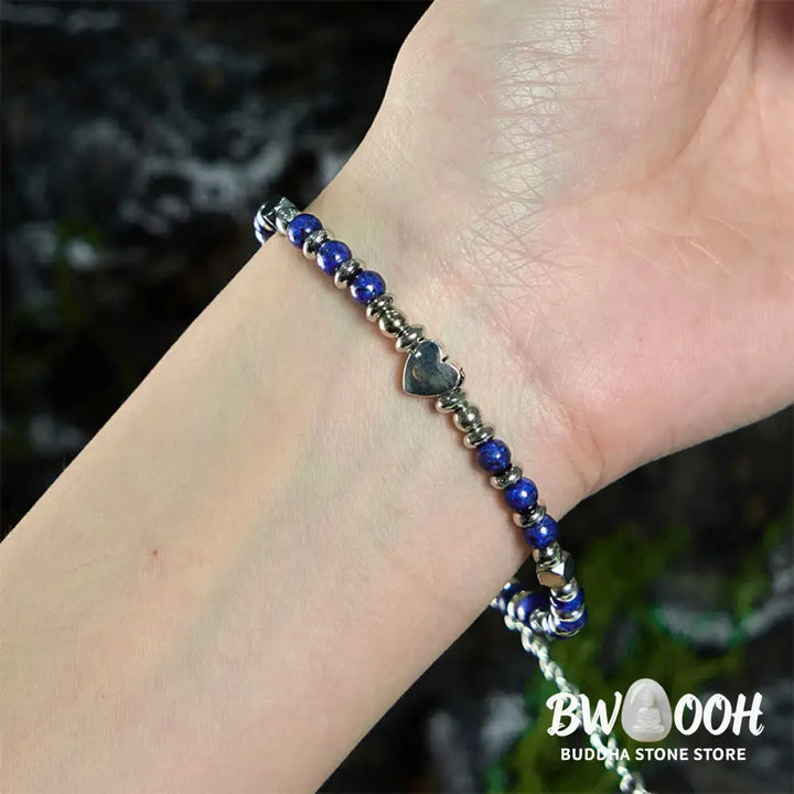 Buddha Stones Natural Stone Amazonite Amethyst Lazurite Rose Quartz Heart Positive Balance Bracelet - BWOOOH - Bracelet