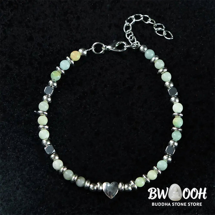 Buddha Stones Natural Stone Amazonite Amethyst Lazurite Rose Quartz Heart Positive Balance Bracelet - BWOOOH - Bracelet