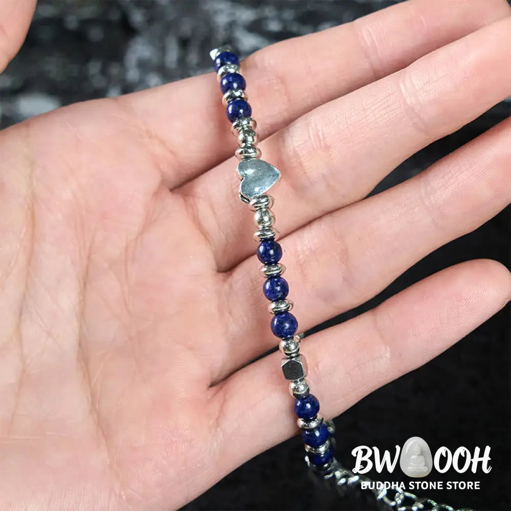 Buddha Stones Natural Stone Amazonite Amethyst Lazurite Rose Quartz Heart Positive Balance Bracelet - BWOOOH - Bracelet