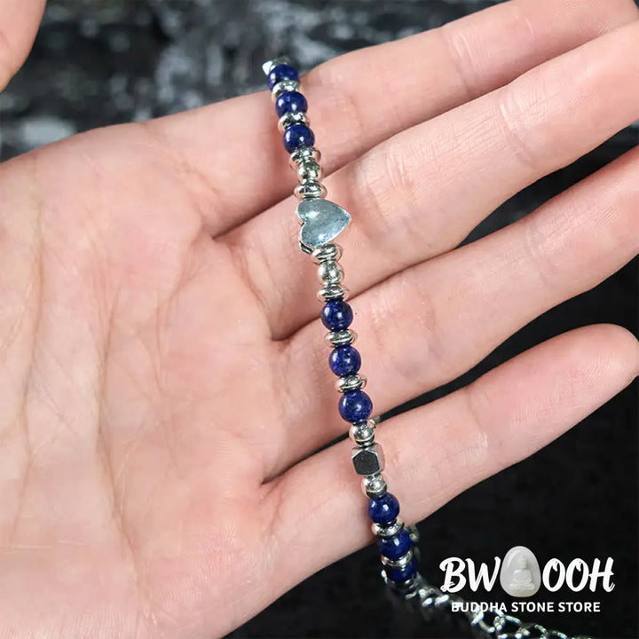 Buddha Stones Natural Stone Amazonite Amethyst Lazurite Rose Quartz Heart Positive Balance Bracelet - BWOOOH - Bracelet