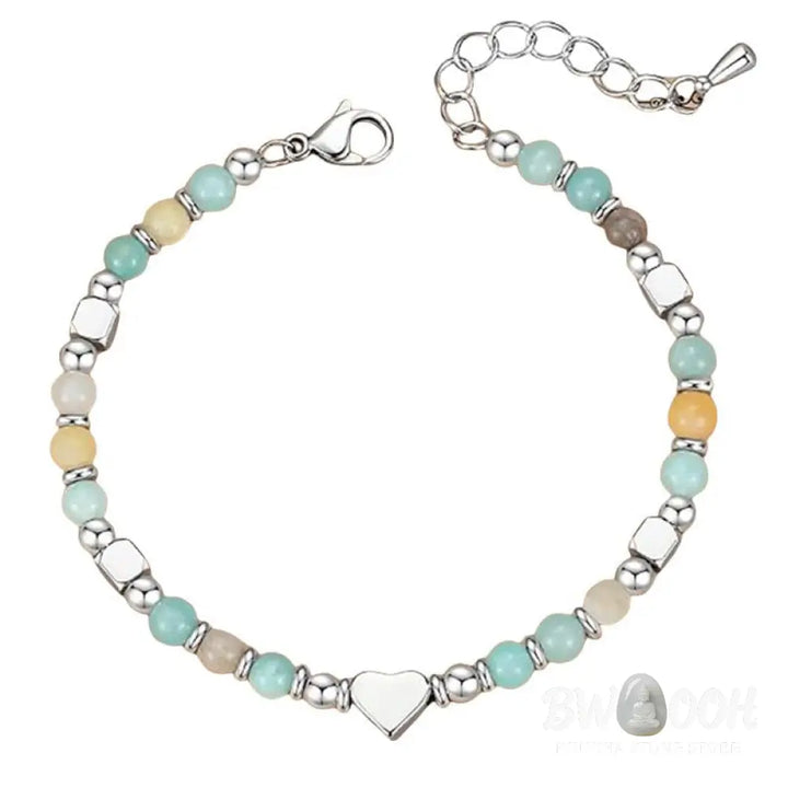 Buddha Stones Natural Stone Amazonite Amethyst Lazurite Rose Quartz Heart Positive Balance Bracelet - BWOOOH - Bracelet