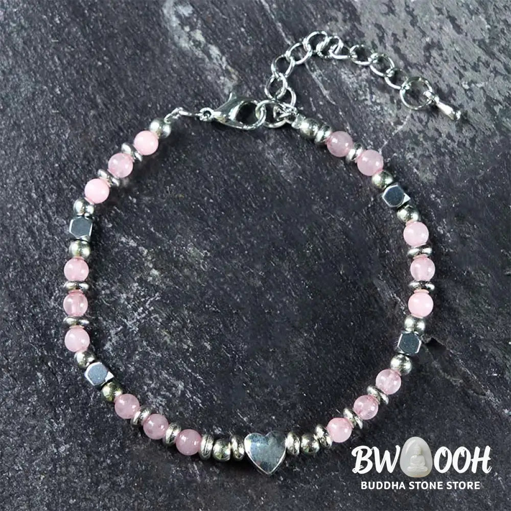 Buddha Stones Natural Stone Amazonite Amethyst Lazurite Rose Quartz Heart Positive Balance Bracelet - BWOOOH - Bracelet