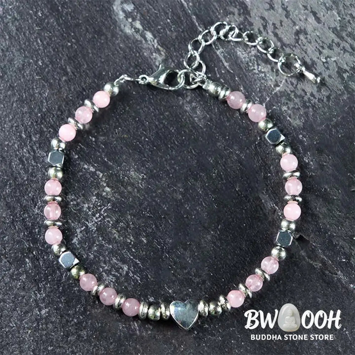 Buddha Stones Natural Stone Amazonite Amethyst Lazurite Rose Quartz Heart Positive Balance Bracelet - BWOOOH - Bracelet