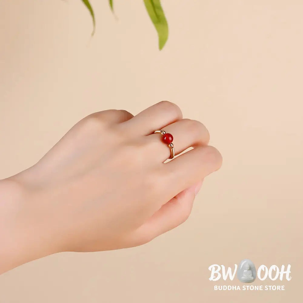 Buddha Stones Natural Stone Bead Alloy Healing Open Ring - Ring