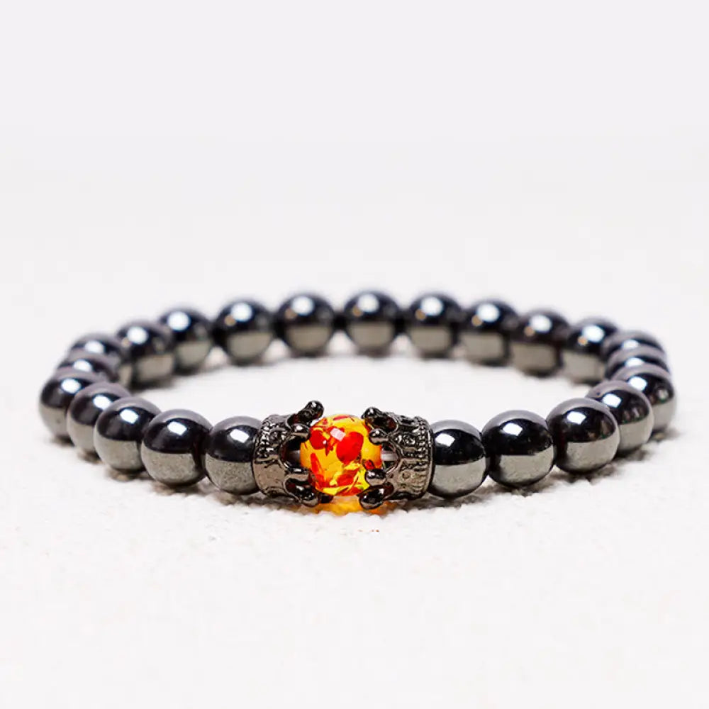 Buddha Stones Natural Stone King&amp;Queen Crown Healing Energy Beads Couple Bracelet - BWOOOH - Hematite - Bracelet