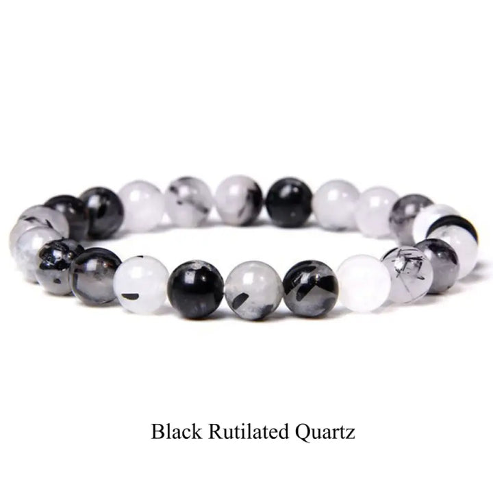 Buddha Stones Natural Stone Quartz Healing Beads Bracelet - BWOOOH - 6mm / Black Rutilated Quartz - Bracelet