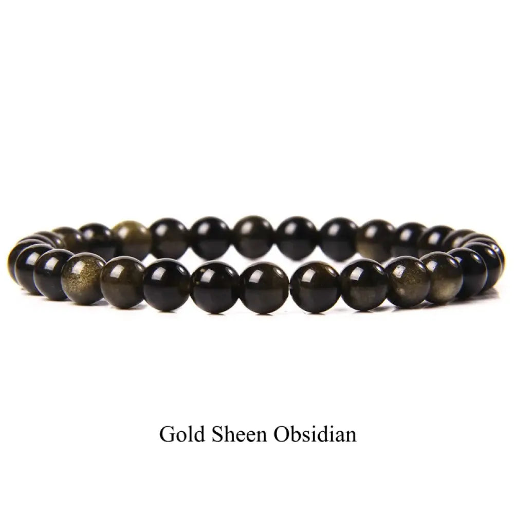 Buddha Stones Natural Stone Quartz Healing Beads Bracelet - BWOOOH - 6mm / Gold Sheen Obsidian - Bracelet