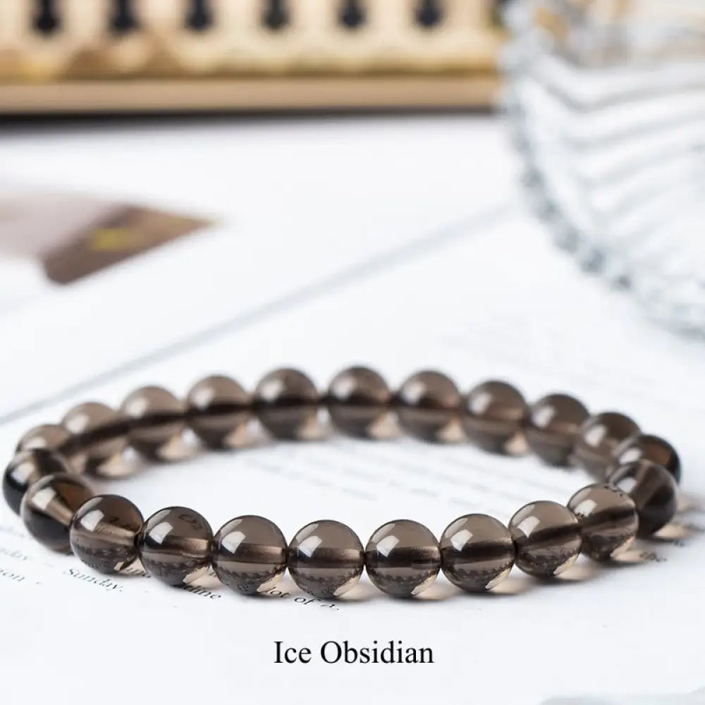 Buddha Stones Natural Stone Quartz Healing Beads Bracelet - BWOOOH - 6mm / Ice Obsidian - Bracelet