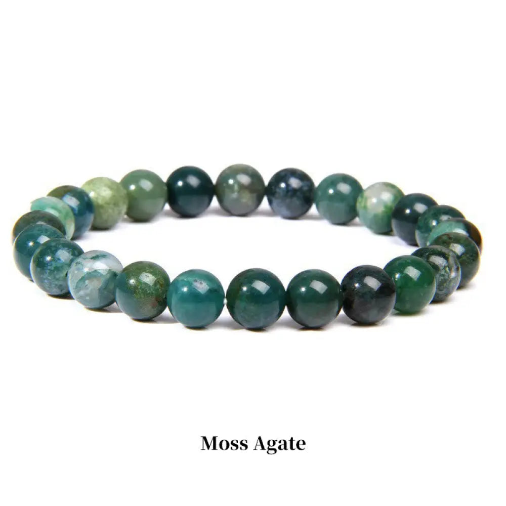 Buddha Stones Natural Stone Quartz Healing Beads Bracelet - BWOOOH - 6mm / Moss Agate - Bracelet