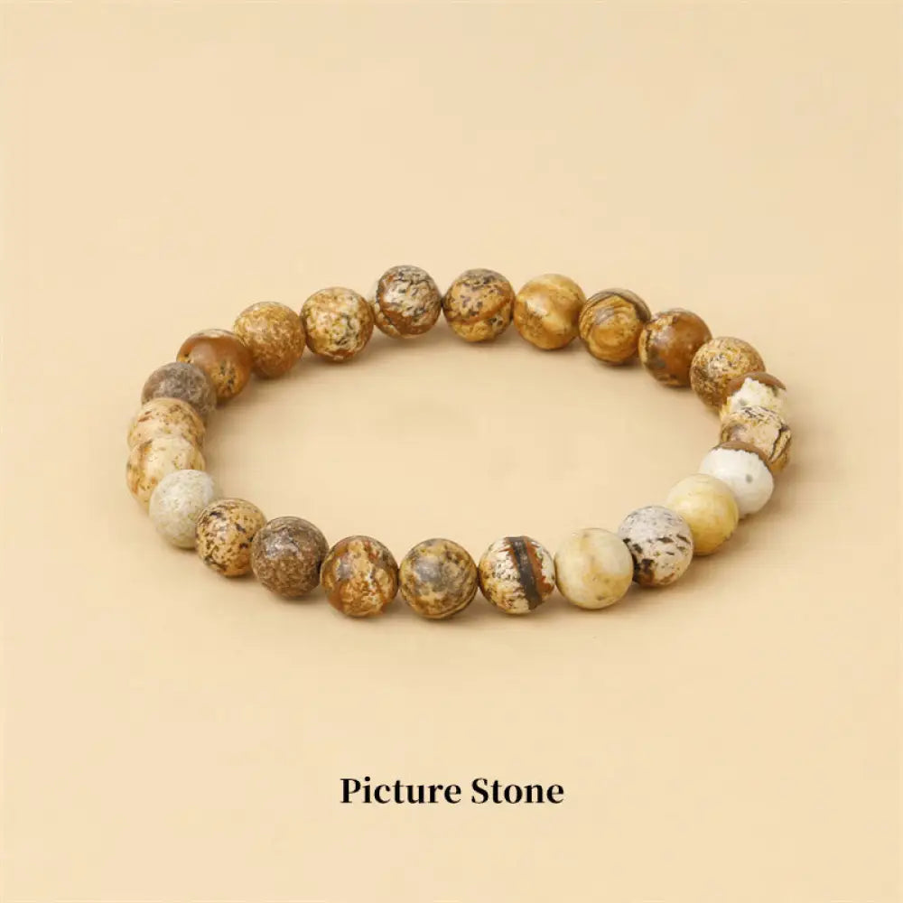 Buddha Stones Natural Stone Quartz Healing Beads Bracelet - BWOOOH - 6mm / Picture Stone - Bracelet
