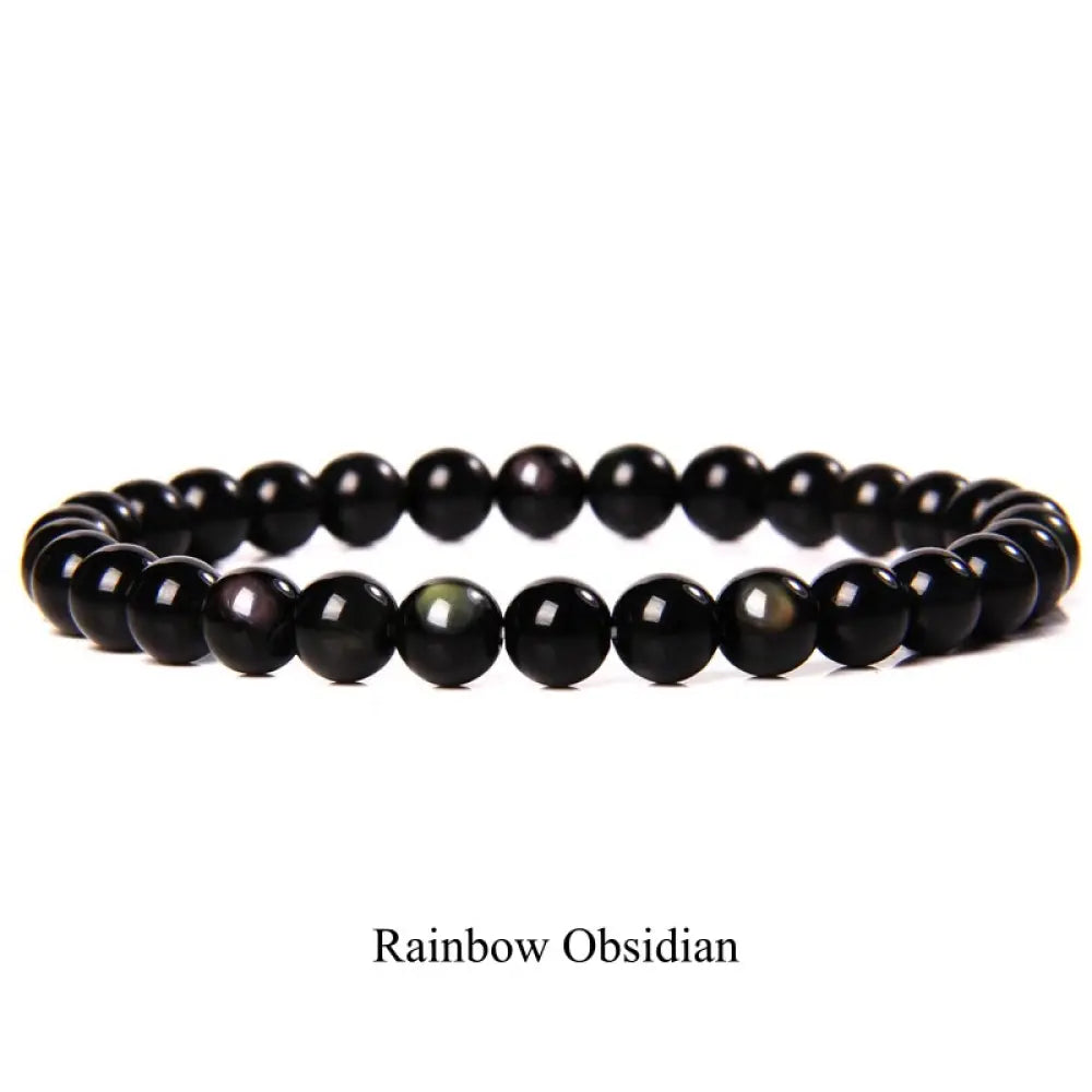 Buddha Stones Natural Stone Quartz Healing Beads Bracelet - BWOOOH - 6mm / Rainbow Obsidian - Bracelet