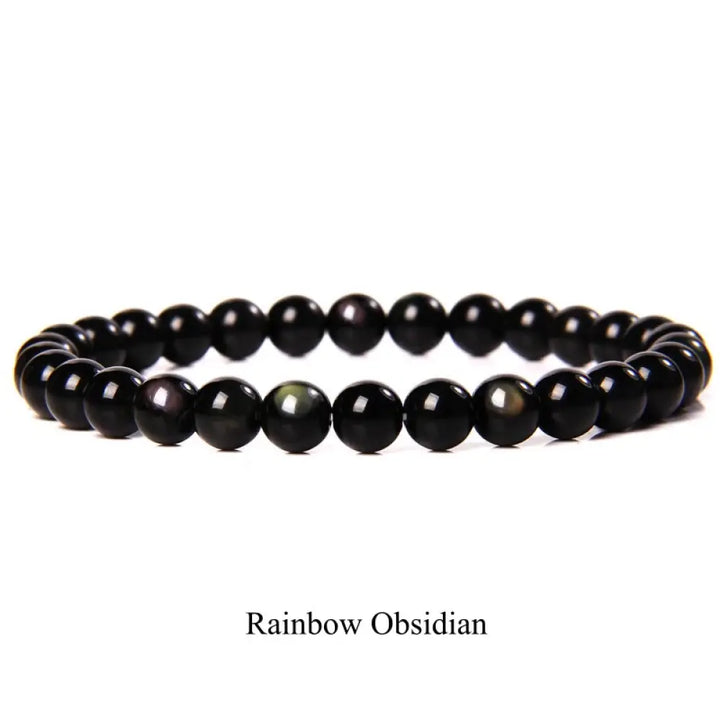 Buddha Stones Natural Stone Quartz Healing Beads Bracelet - BWOOOH - 6mm / Rainbow Obsidian - Bracelet