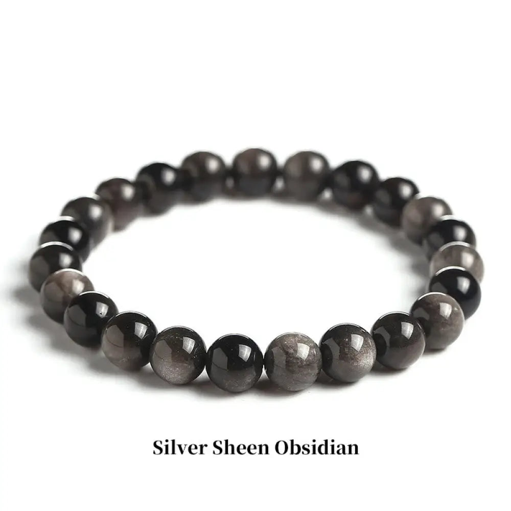 Buddha Stones Natural Stone Quartz Healing Beads Bracelet - BWOOOH - 6mm / Silver Sheen Obsidian - Bracelet
