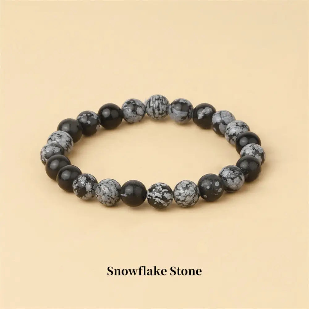Buddha Stones Natural Stone Quartz Healing Beads Bracelet - BWOOOH - 6mm / Snowflake Stone - Bracelet