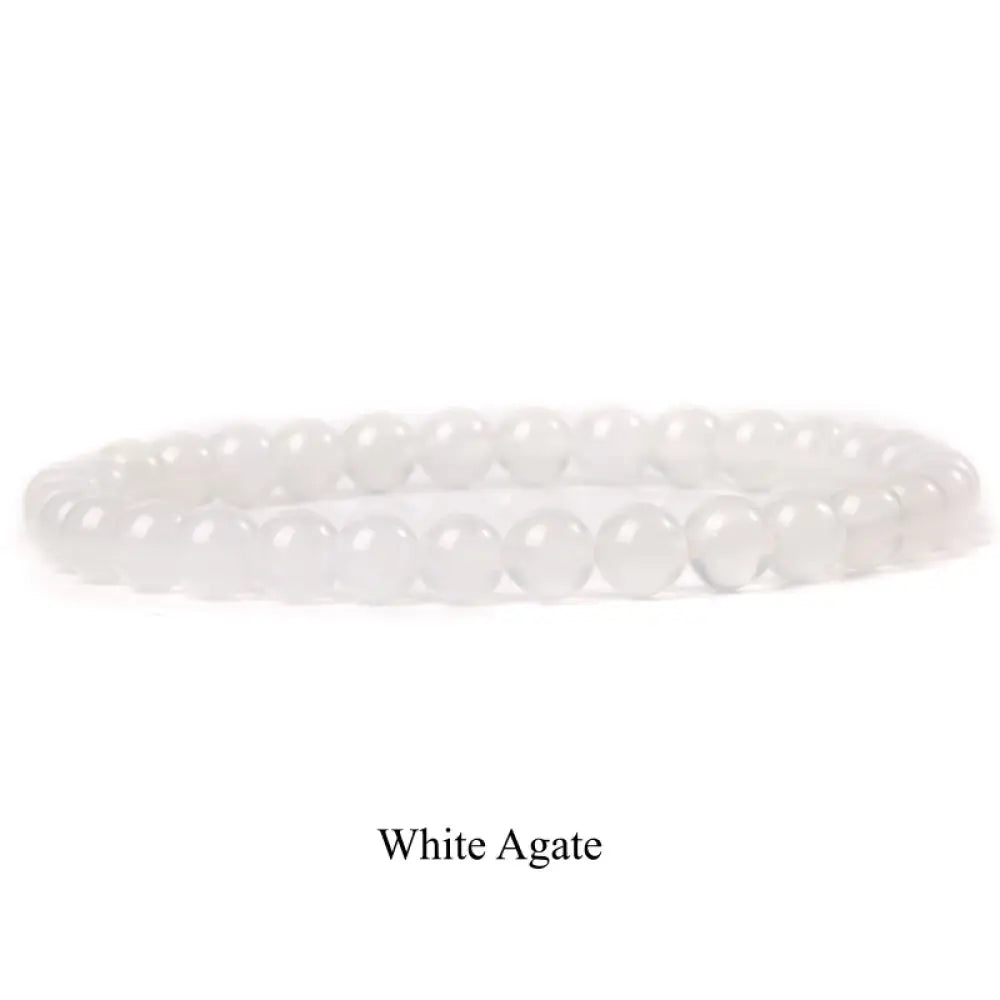 Buddha Stones Natural Stone Quartz Healing Beads Bracelet - BWOOOH - 6mm / White Agate - Bracelet