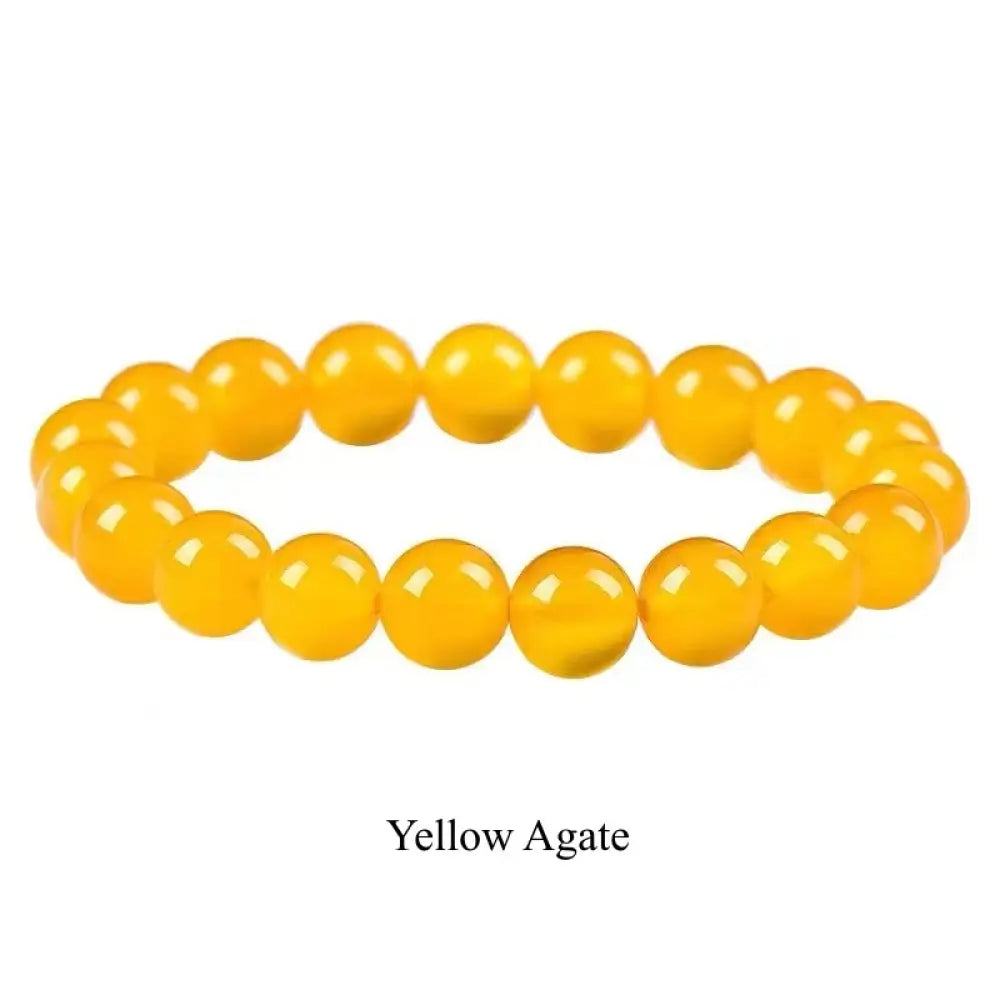 Buddha Stones Natural Stone Quartz Healing Beads Bracelet - BWOOOH - 6mm / Yellow Agate - Bracelet