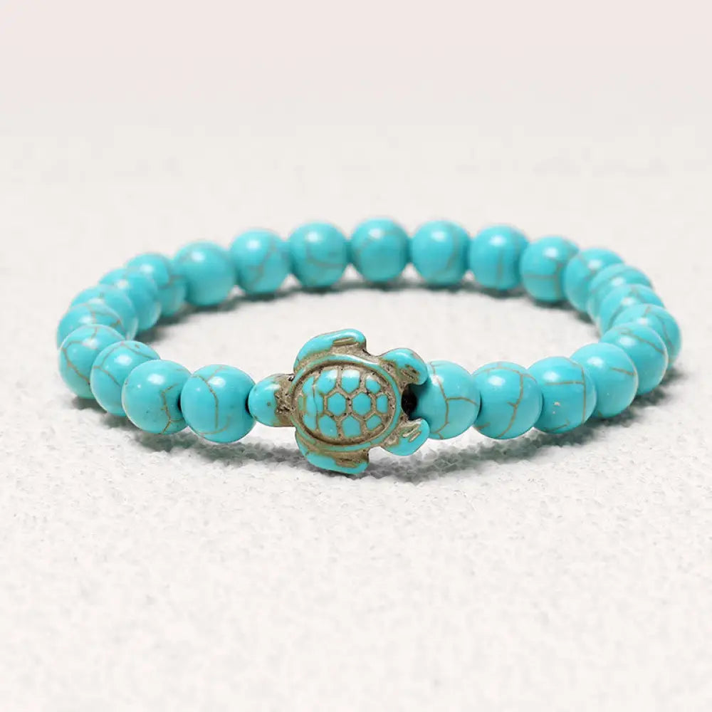 Buddha Stones Natural Stone Sea Turtle Turquoise Blessing Bracelet - BWOOOH - Turquoise - Bracelet
