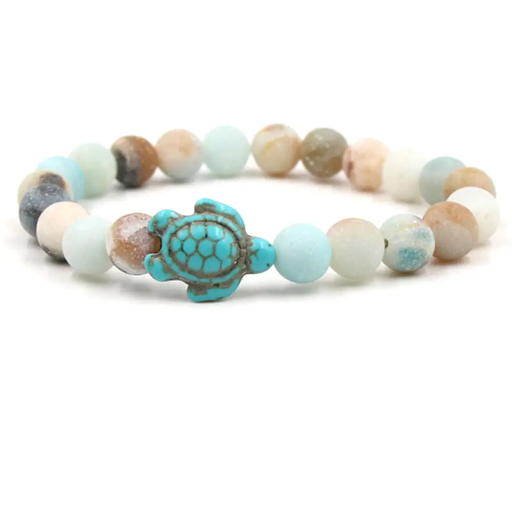 Buddha Stones Natural Stone Sea Turtle Turquoise Blessing Bracelet - BWOOOH - Amazonite - Bracelet