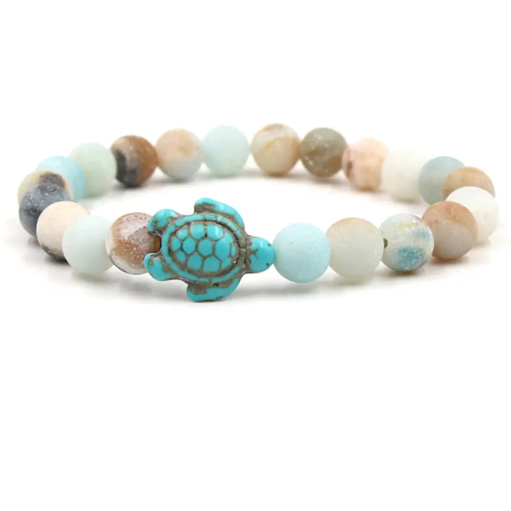Buddha Stones Natural Stone Sea Turtle Turquoise Blessing Bracelet - BWOOOH - Amazonite - Bracelet