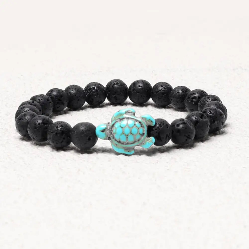 Buddha Stones Natural Stone Sea Turtle Turquoise Blessing Bracelet - BWOOOH - Lava Rock - Bracelet