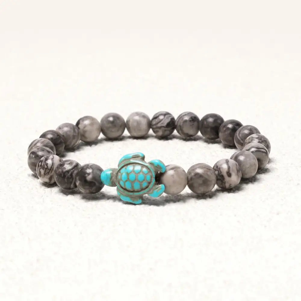 Buddha Stones Natural Stone Sea Turtle Turquoise Blessing Bracelet - BWOOOH - Picasso Jasper - Bracelet