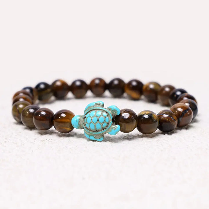 Buddha Stones Natural Stone Sea Turtle Turquoise Blessing Bracelet - BWOOOH - Tiger Eye - Bracelet