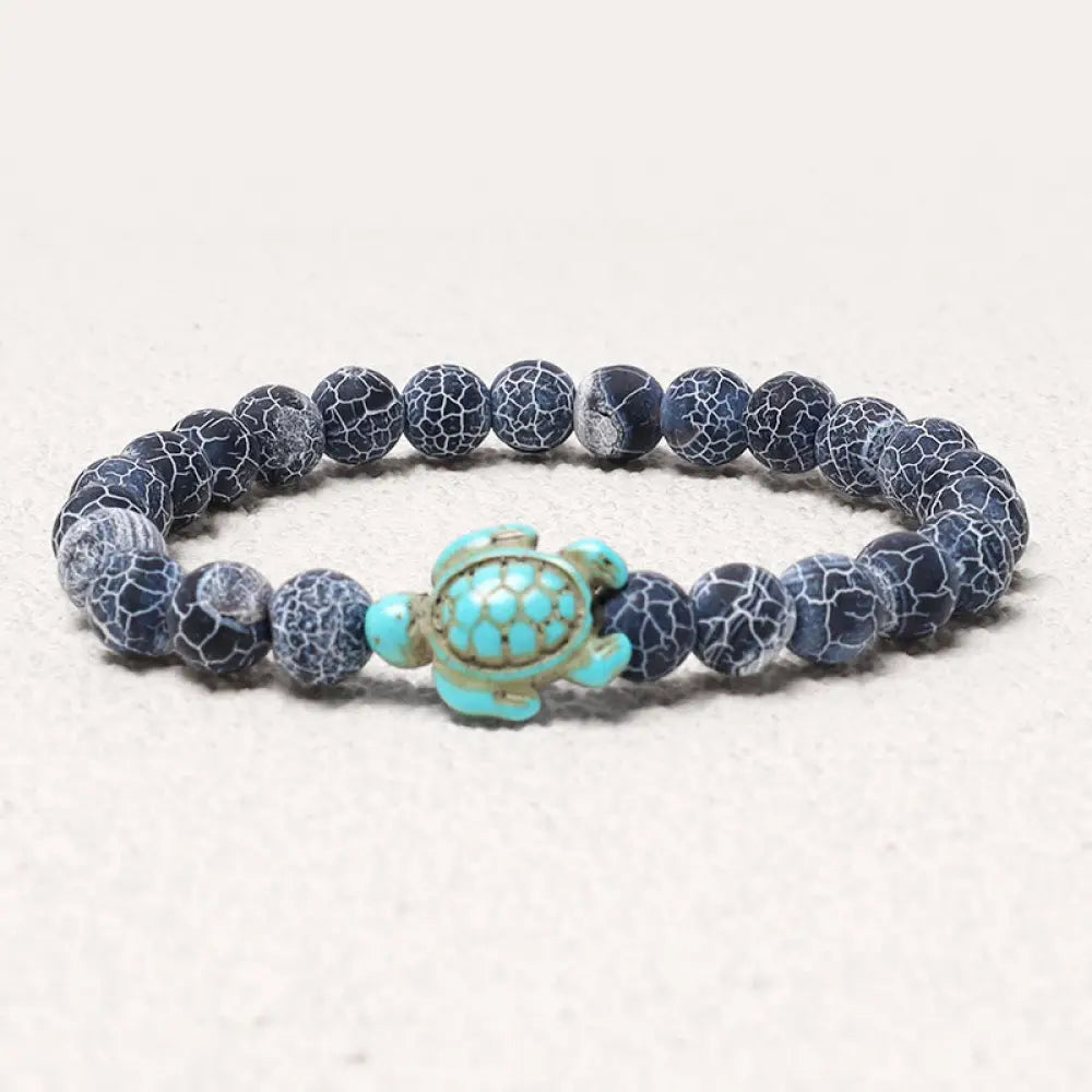Buddha Stones Natural Stone Sea Turtle Turquoise Blessing Bracelet - BWOOOH - Weathered Stone - Bracelet