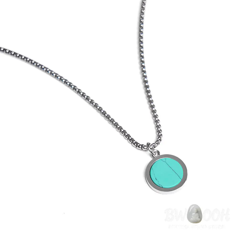 Buddha Stones Natural Stone Turquoise Tiger Eye Lazurite Malachite Titanium Steel Purification Necklace Pendant