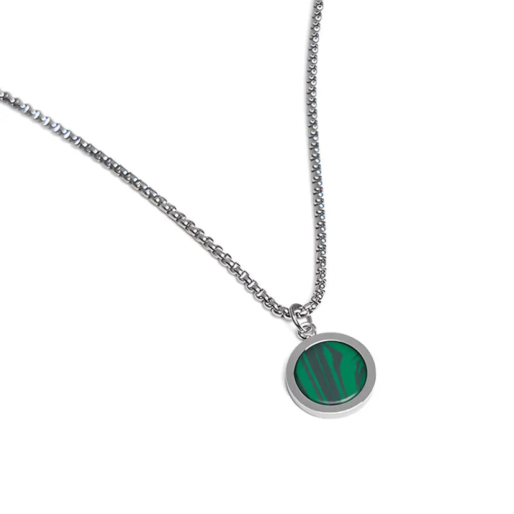 Buddha Stones Natural Stone Turquoise Tiger Eye Lazurite Malachite Titanium Steel Purification Necklace Pendant