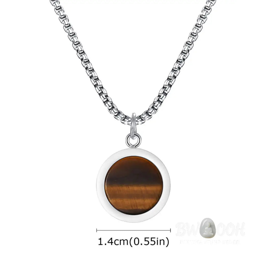 Buddha Stones Natural Stone Turquoise Tiger Eye Lazurite Malachite Titanium Steel Purification Necklace Pendant