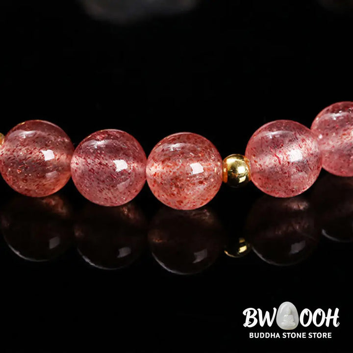 Buddha Stones Natural Strawberry Quartz Agate Rabbit Healing Bracelet - BWOOOH - Strawberry Quartz(Wrist Circumference