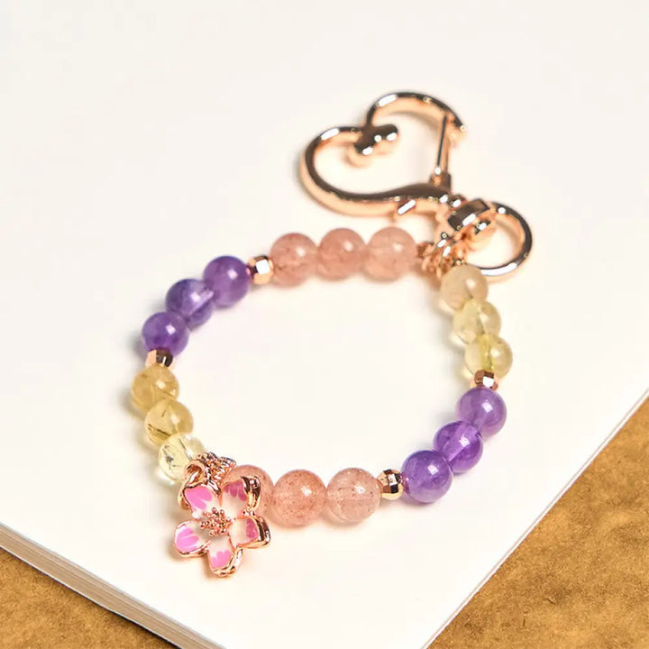 BWOOOH Natural Strawberry Quartz Amethyst Citrine Love Fl