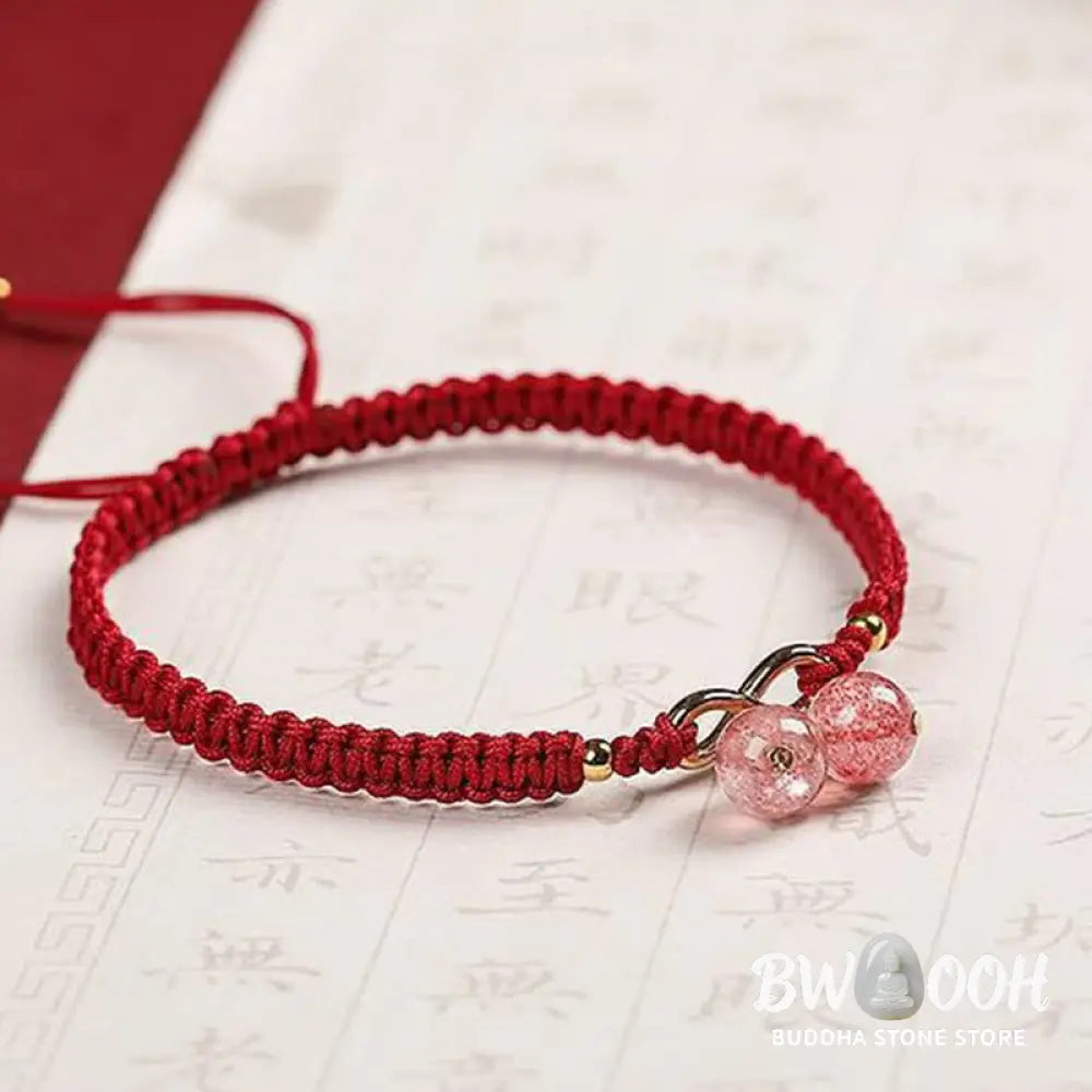 Buddha Stones Natural Strawberry Quartz Amethyst Green Phantom Bead Positive Bracelet - BWOOOH - Bracelet