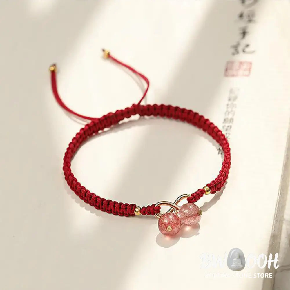 Buddha Stones Natural Strawberry Quartz Amethyst Green Phantom Bead Positive Bracelet - BWOOOH - Bracelet