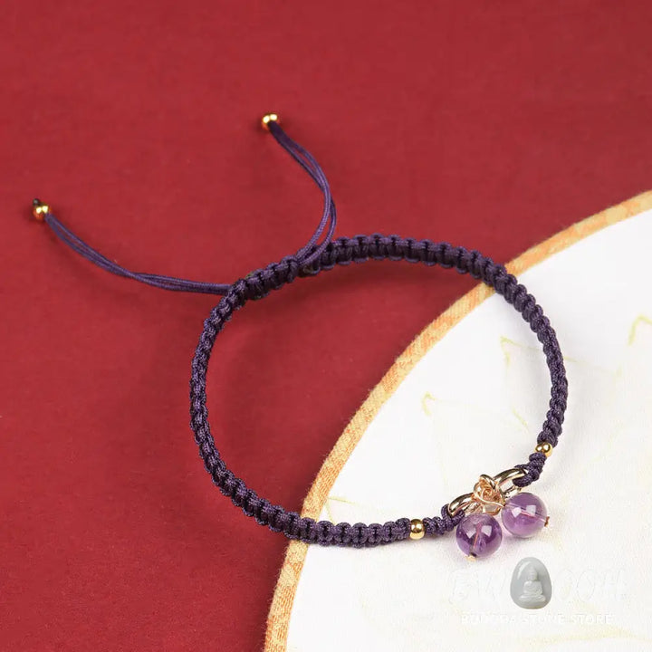 Buddha Stones Natural Strawberry Quartz Amethyst Green Phantom Bead Positive Bracelet - BWOOOH - Bracelet