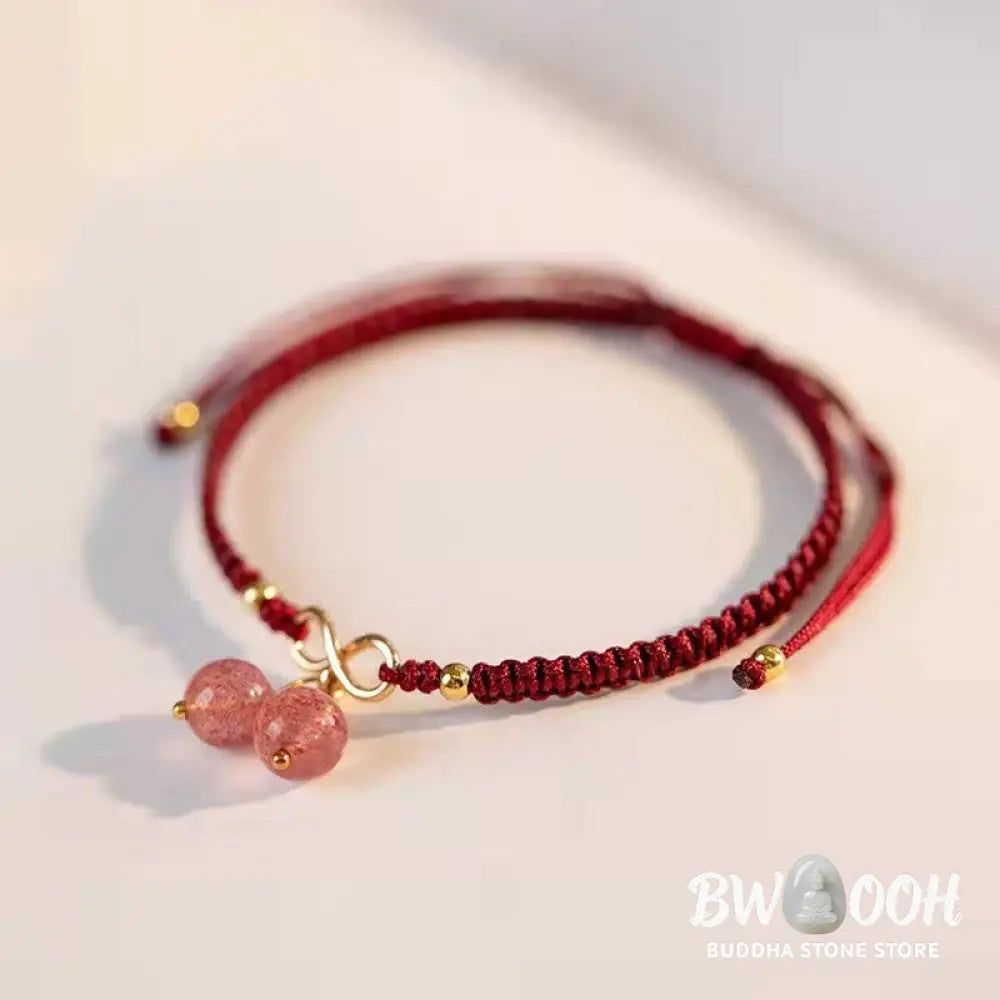 Buddha Stones Natural Strawberry Quartz Amethyst Green Phantom Bead Positive Bracelet - BWOOOH - Bracelet