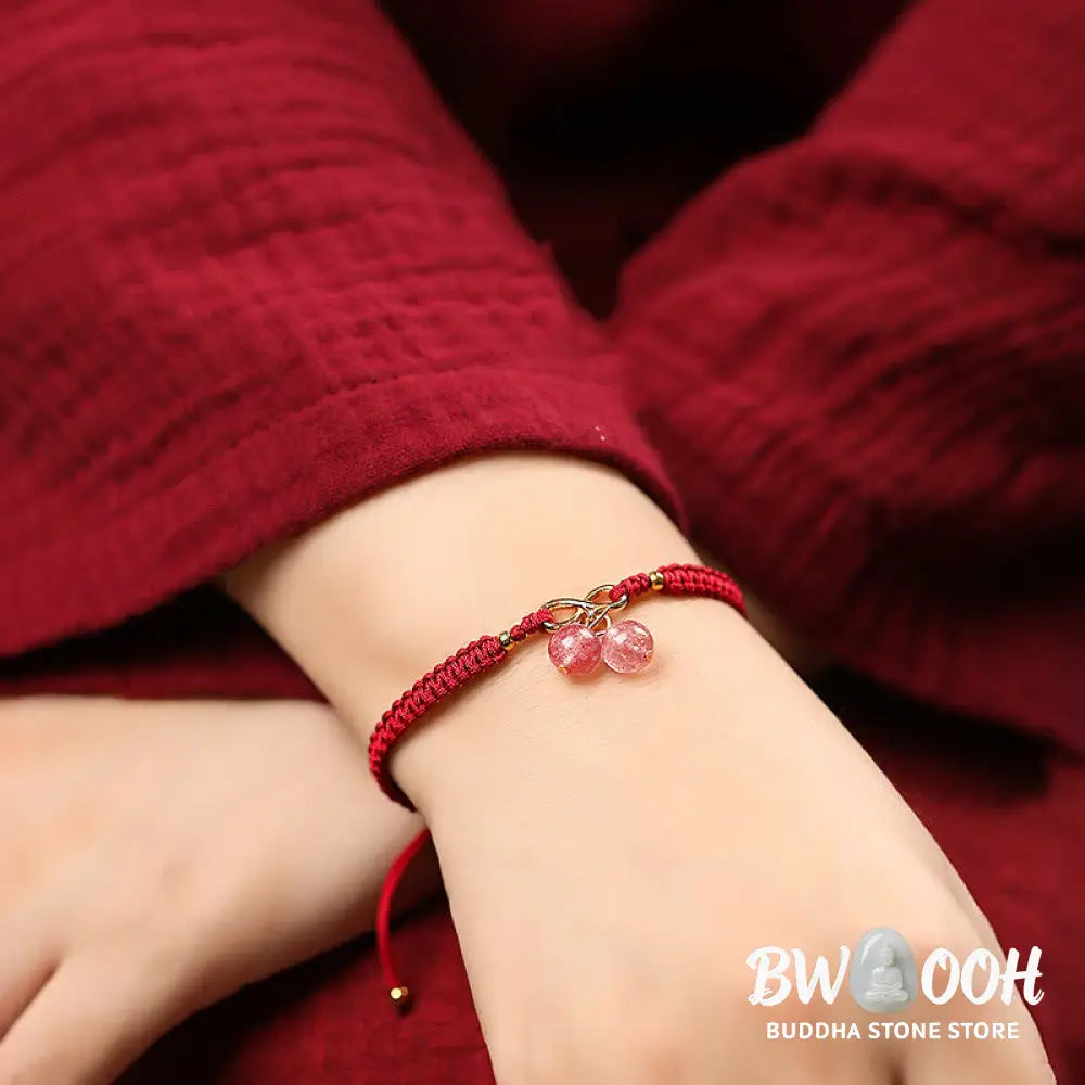 Buddha Stones Natural Strawberry Quartz Amethyst Green Phantom Bead Positive Bracelet - BWOOOH - Bracelet