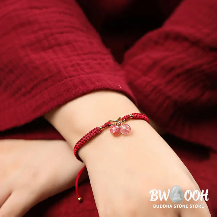 Buddha Stones Natural Strawberry Quartz Amethyst Green Phantom Bead Positive Bracelet - BWOOOH - Bracelet