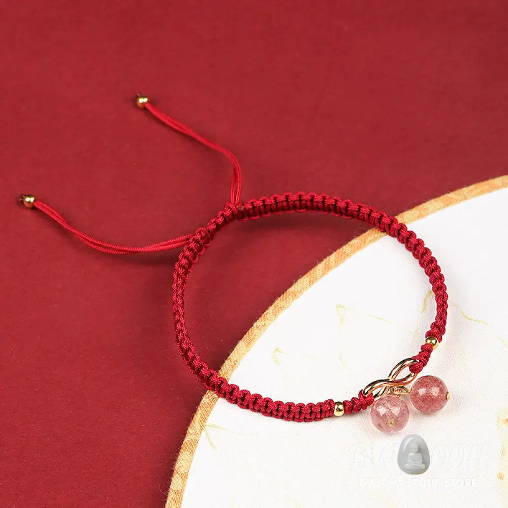 Buddha Stones Natural Strawberry Quartz Amethyst Green Phantom Bead Positive Bracelet - BWOOOH - Bracelet