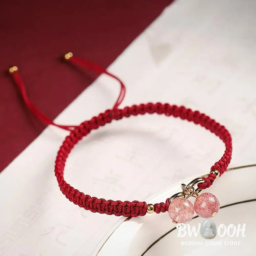Buddha Stones Natural Strawberry Quartz Amethyst Green Phantom Bead Positive Bracelet - BWOOOH - Bracelet