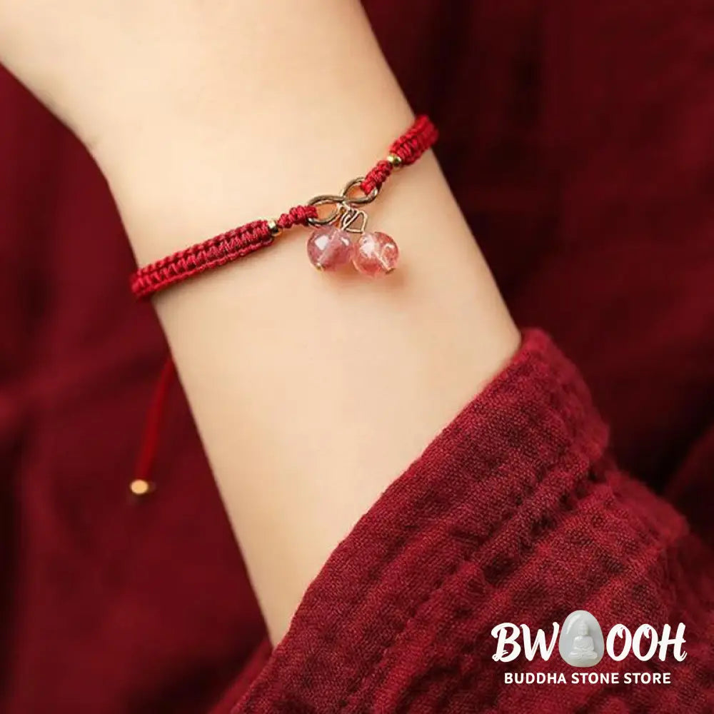 Buddha Stones Natural Strawberry Quartz Amethyst Green Phantom Bead Positive Bracelet - BWOOOH - Bracelet