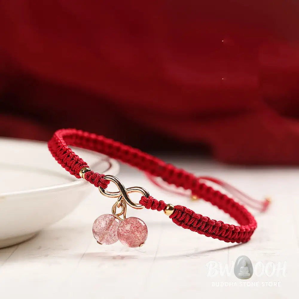 Buddha Stones Natural Strawberry Quartz Amethyst Green Phantom Bead Positive Bracelet - BWOOOH - Bracelet
