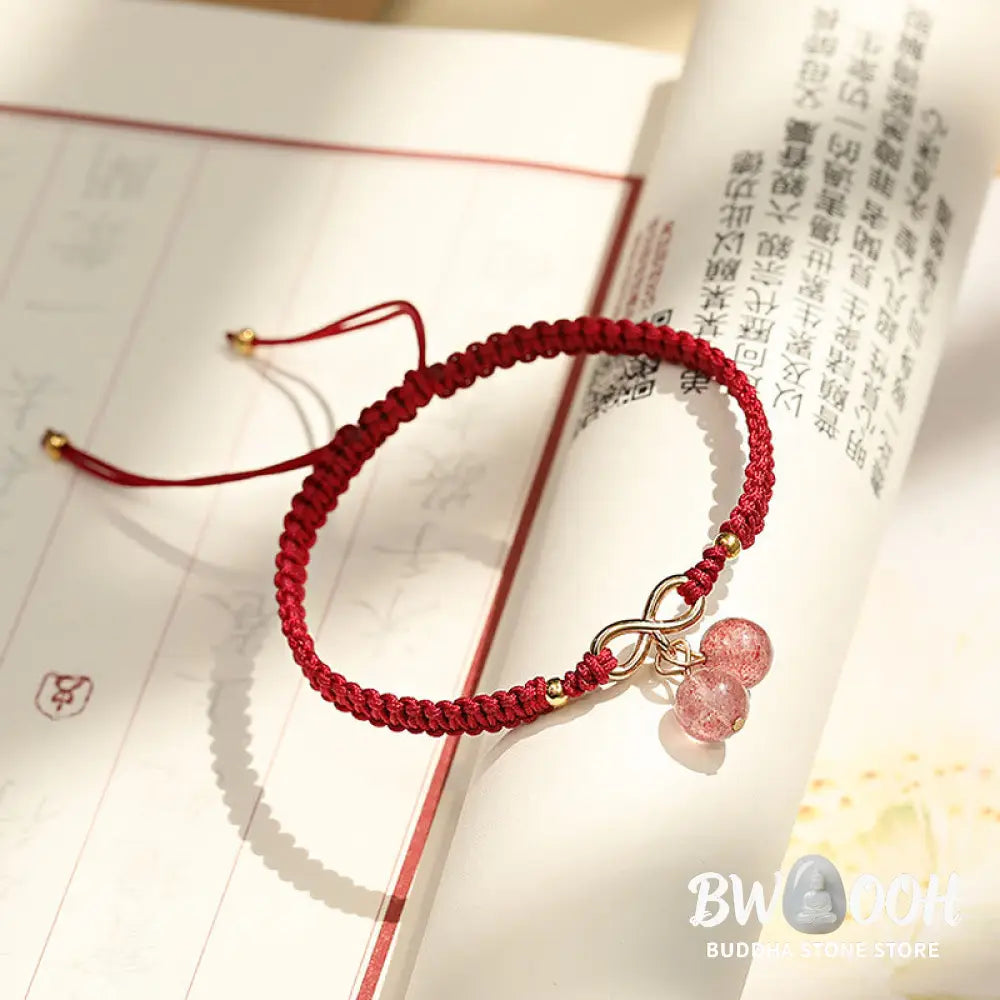 Buddha Stones Natural Strawberry Quartz Amethyst Green Phantom Bead Positive Bracelet - BWOOOH - Bracelet