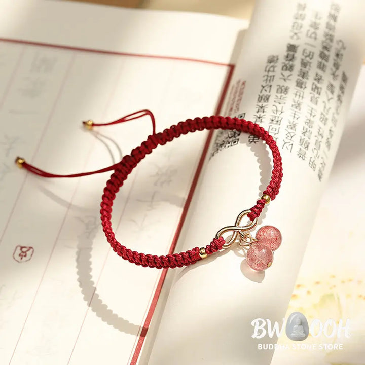 Buddha Stones Natural Strawberry Quartz Amethyst Green Phantom Bead Positive Bracelet - BWOOOH - Bracelet