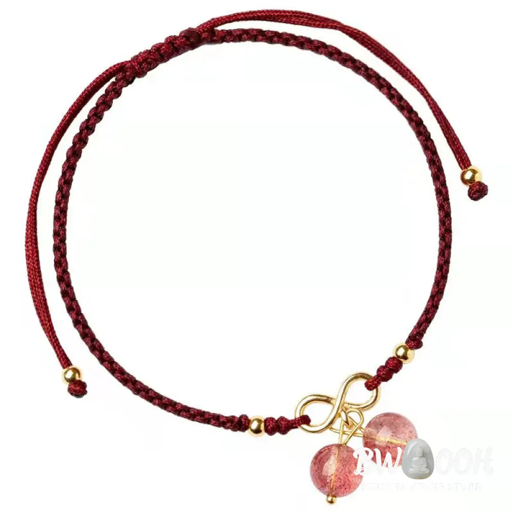 Buddha Stones Natural Strawberry Quartz Amethyst Green Phantom Bead Positive Bracelet - BWOOOH - Bracelet