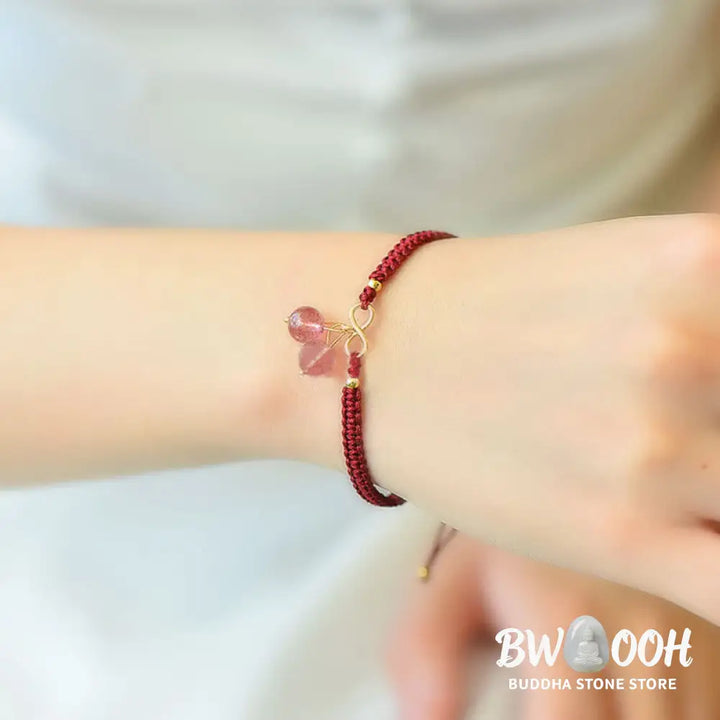 Buddha Stones Natural Strawberry Quartz Amethyst Green Phantom Bead Positive Bracelet - BWOOOH - Bracelet