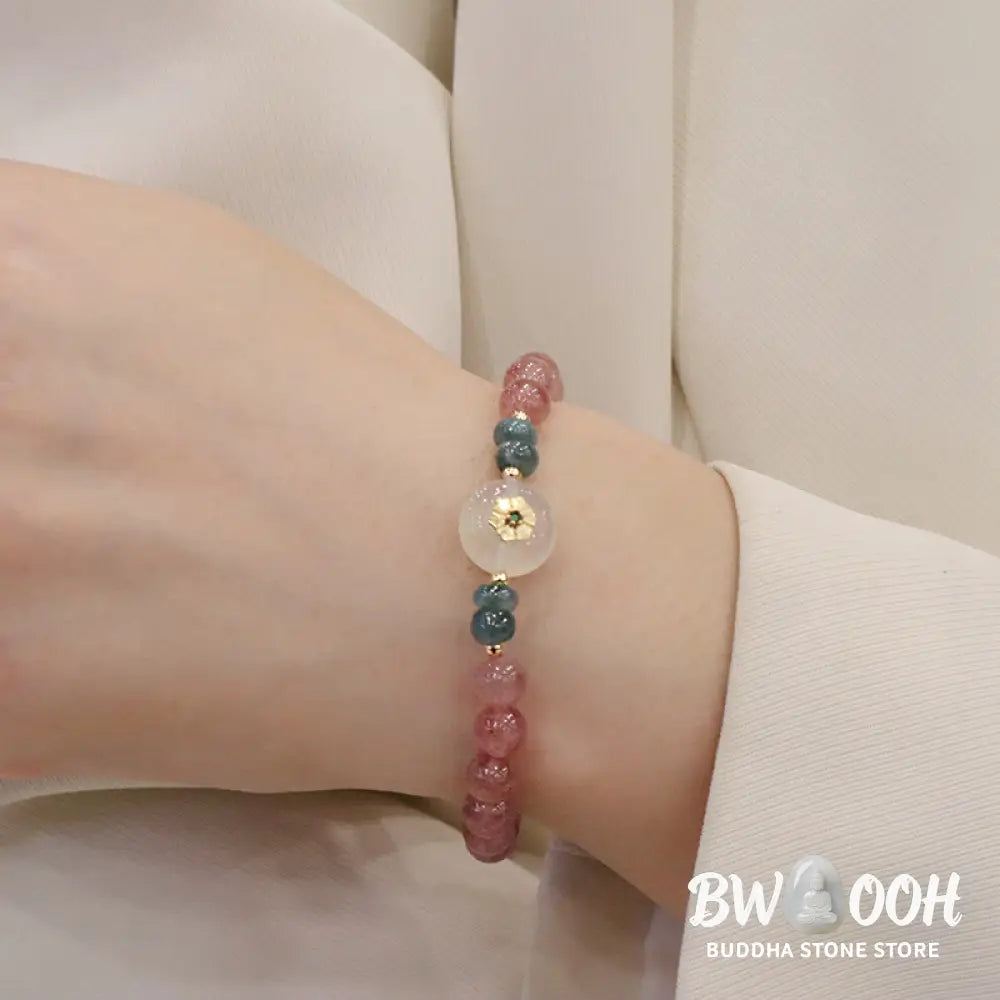 BWOOOH Natural Strawberry Quartz Chalcedony Jade Healing Bracelet | spiritual healing bracelet