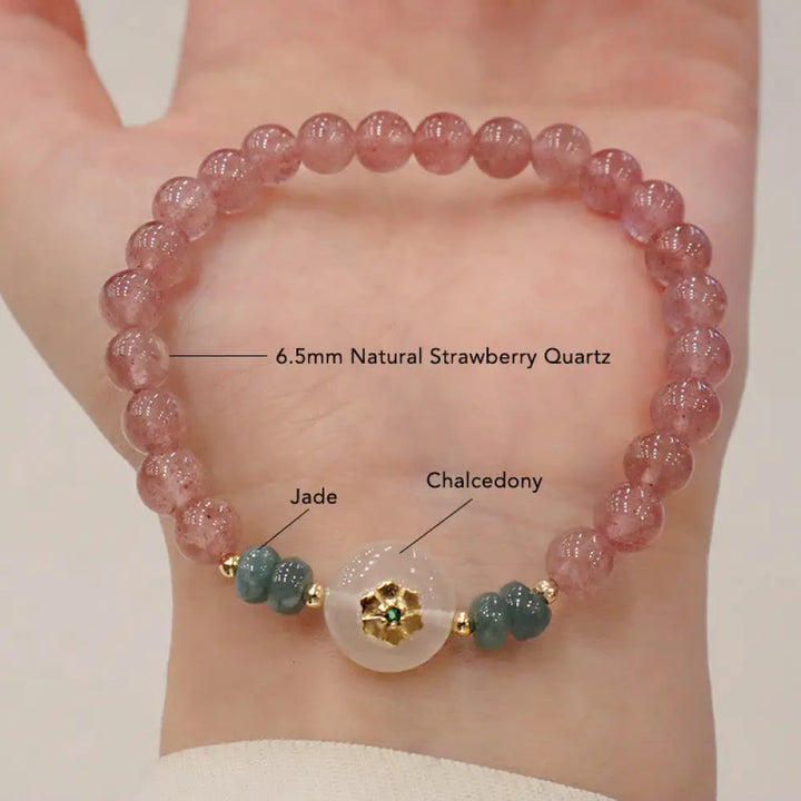 BWOOOH Natural Strawberry Quartz Chalcedony Jade Healing Bracelet | spiritual healing bracelet