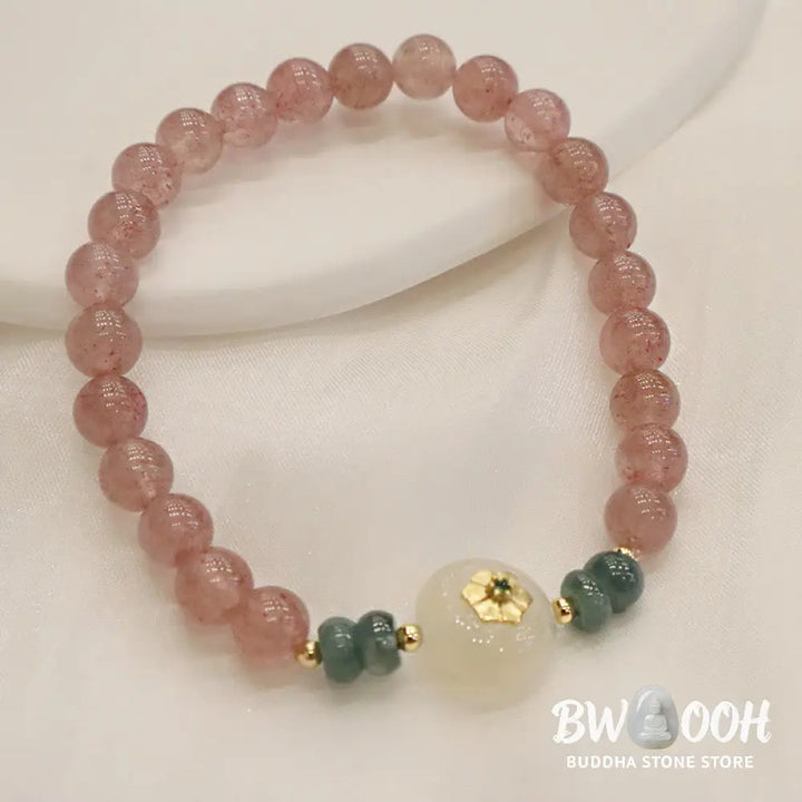 BWOOOH Natural Strawberry Quartz Chalcedony Jade Healing Bracelet | spiritual healing bracelet